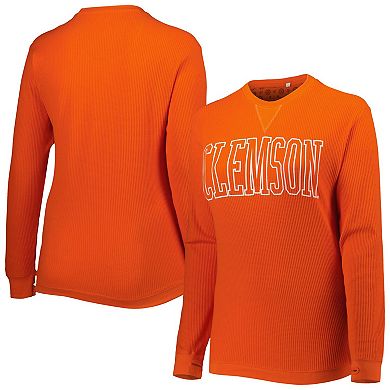 Women's Pressbox Orange Clemson Tigers Surf Plus Size Southlawn Waffle-Knit Thermal Tri-Blend Long Sleeve T-Shirt