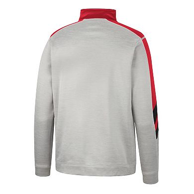 Men's Colosseum Gray/Red NC State Wolfpack Bushwood Fleece Quarter-Zip Jacket