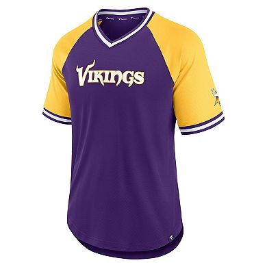 Men's Fanatics Branded Purple/Gold Minnesota Vikings Second Wind Raglan V-Neck T-Shirt