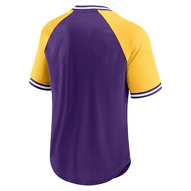 Men's Fanatics Branded Purple/Gold Minnesota Vikings Second Wind Raglan V-Neck T-Shirt