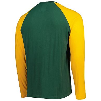 Men's New Era Green Green Bay Packers Current Raglan Long Sleeve T-Shirt