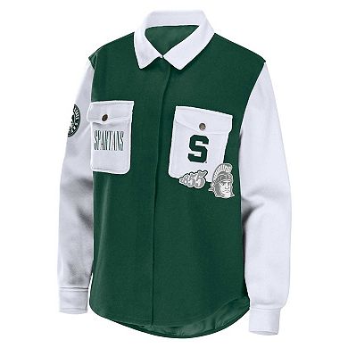 Women's WEAR by Erin Andrews Hunter Green Michigan State Spartans Button-Up Shirt Jacket