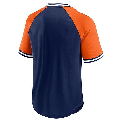 Men's Fanatics Branded Navy Denver Broncos Second Wind Raglan V-Neck T-Shirt