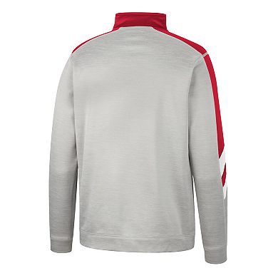 Men's Colosseum Gray/Red Wisconsin Badgers Bushwood Fleece Quarter-Zip Jacket