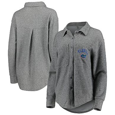 Women's Gameday Couture Gray Florida Gators Switch It Up Tri-Blend Button-Down Shacket