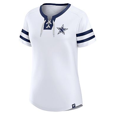 Women's Fanatics Branded White Dallas Cowboys Sunday Best Lace-Up T-Shirt