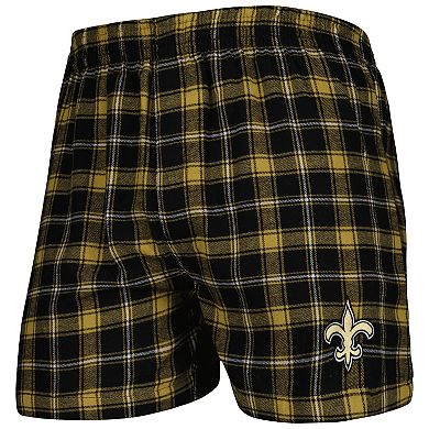 Men's Concepts Sport Black/Gold New Orleans Saints Ledger Flannel Boxers
