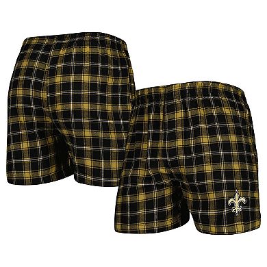 Men's Concepts Sport Black/Gold New Orleans Saints Ledger Flannel Boxers