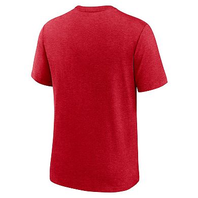 Men's Nike Heather Red Cincinnati Reds 2022 Field of Dreams Lockup Tri-Blend T-Shirt