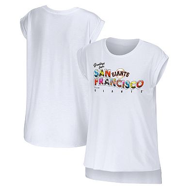 Women's WEAR by Erin Andrews White San Francisco Giants Greetings From T-Shirt