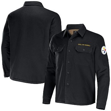 Men's NFL x Darius Rucker Collection by Fanatics Black Pittsburgh Steelers Canvas Button-Up Shirt Jacket