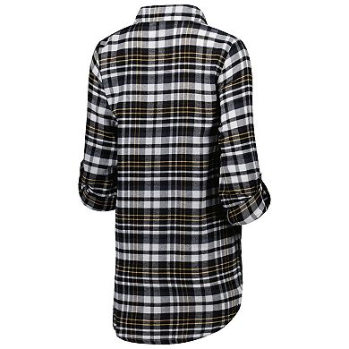 Women's Concepts Sport Black/Gold New Orleans Saints Mainstay Flannel Full-Button Long Sleeve Nightshirt