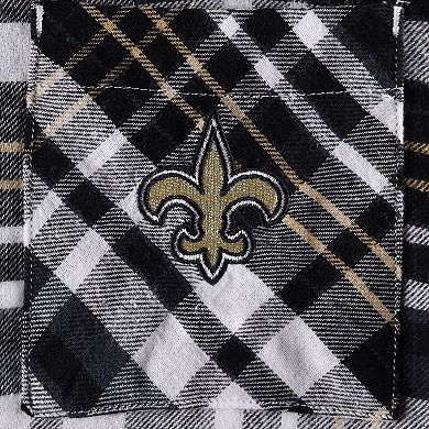 Women's Concepts Sport Black/Gold New Orleans Saints Mainstay Flannel Full-Button Long Sleeve Nightshirt