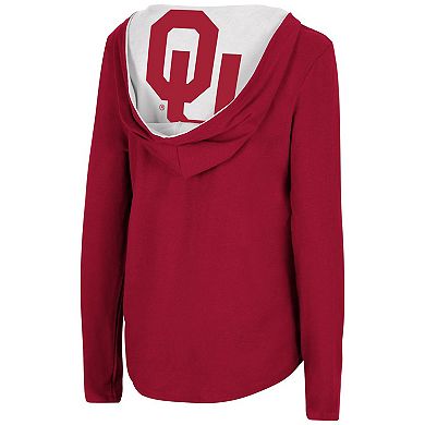 Women's Colosseum Crimson Oklahoma Sooners Catalina Hoodie Long Sleeve T-Shirt