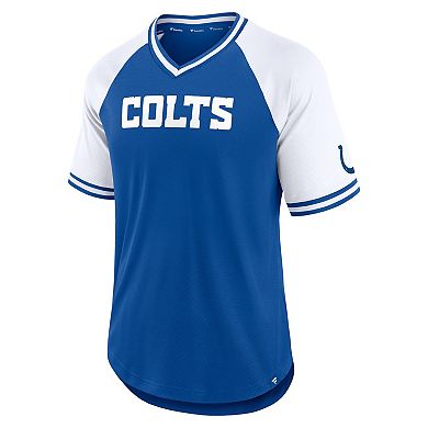 Men's Fanatics Branded Royal/White Indianapolis Colts Second Wind Raglan V-Neck T-Shirt