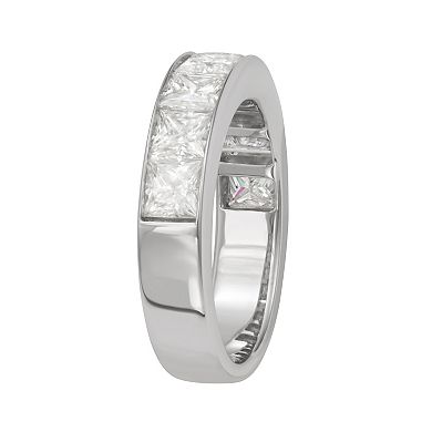 Moissanite Outlet Sterling Silver 3 Carat T.W. Channel Set Princess Cut Band