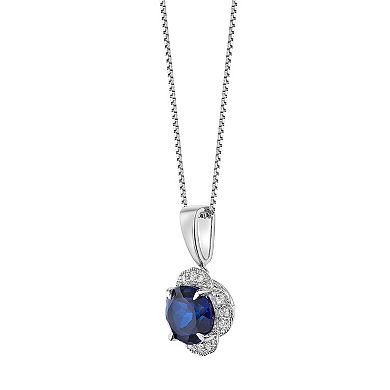 Gemminded Sterling Silver Lab-Created Sapphire Pendant Necklace