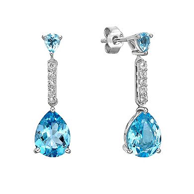 Gemminded Sterling Silver Blue Topaz Drop Earrings