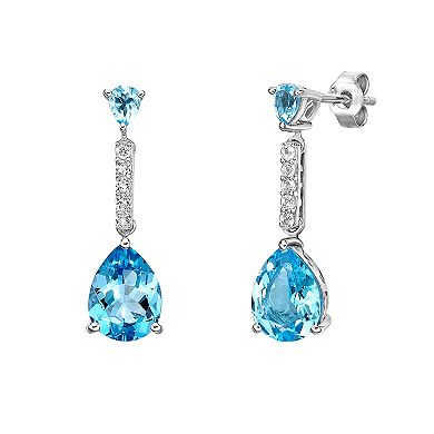 Gemminded Sterling Silver Blue Topaz Drop Earrings