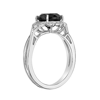 Gemminded Sterling Silver Onyx & White Topaz Ring