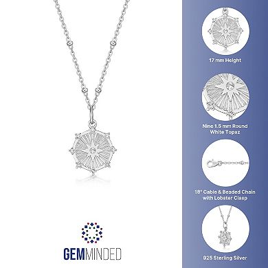 Gemminded Sterling Silver White Topaz Aurora Starburst Pendant Necklace