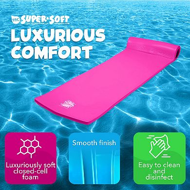 TRC Recreation Splash 1.25" Thick Foam Swimming Pool Float Mat, Flamingo Pink