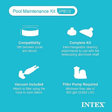 Intex Deluxe Pool Automatic Surface Skimmer and Maintenance Kit w/ Vacuum & Pole