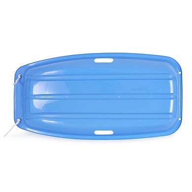 Slippery Racer Downhill Sprinter Kids Plastic Toboggan Snow Sled, Blue (2 Pack)