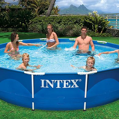 Intex 12'x30" Metal Frame Swimming Pool With Filter Pump & Pool Cover (2-pack)