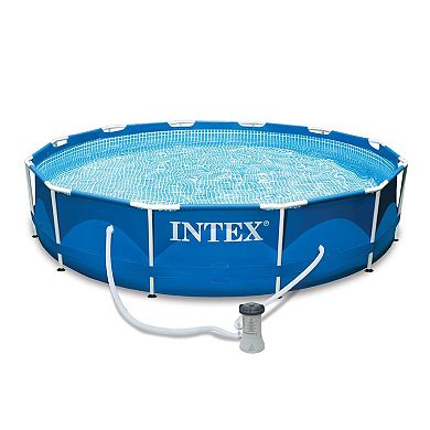 Intex 12'x30" Metal Frame Swimming Pool With Filter Pump & Pool Cover (2-pack)