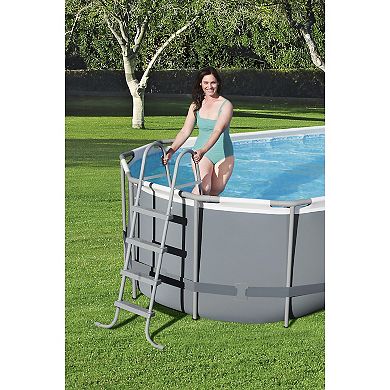 Bestway 18 Foot Power Steel Swimming Pool Set with Vacuum and Maintenance Kit