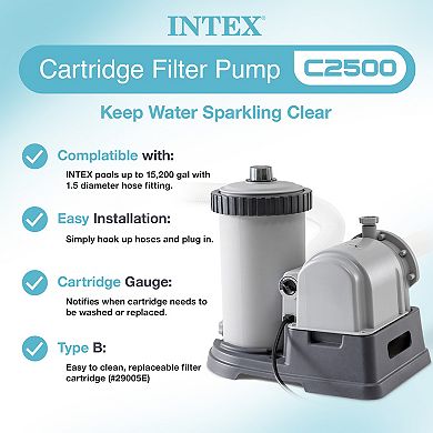 Intex 2500 GPH Swimming Pool Filter Pump & Type B Replacement Filter Cartridge