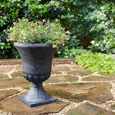 Southern Patio EB-029816 Winston 16 Inch Resin Outdoor Planter, Black (2 Pack)