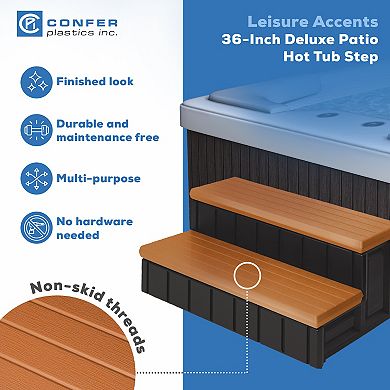 Confer Plastics Leisure Accents Deluxe Spa Step, 36" W Hot Tub Stairs, Redwood