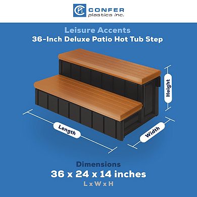 Confer Plastics Leisure Accents Deluxe Spa Step, 36" W Hot Tub Stairs, Redwood