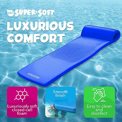 Trc Recreation Sunsation 1.75" Thick Foam Lounger Raft Pool Float, Indigo Blue