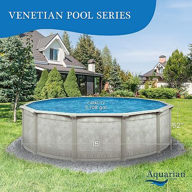 Aquarian 15' x 52" Khaki Venetian Round Above Ground Backyard Swimming Pool