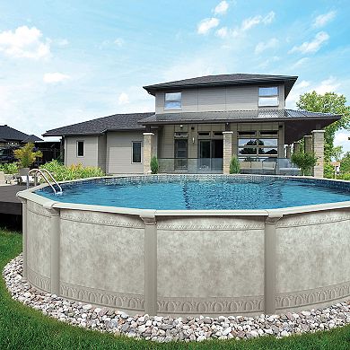 Aquarian 15' x 52" Khaki Venetian Round Above Ground Backyard Swimming Pool