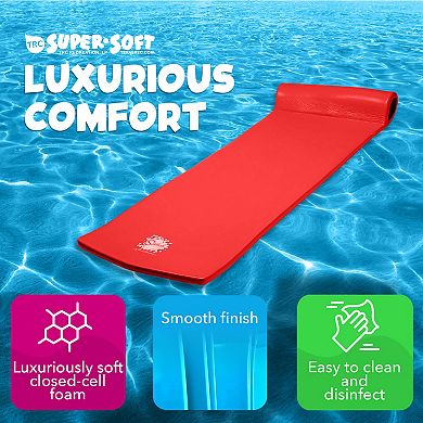 TRC Recreation Splash 1.25" Thick Foam Swimming Pool Float Lounger Mat, Red