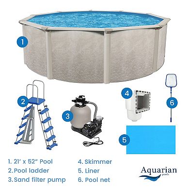 Aquarian Phoenix 21' x 52" Steel Frame Above Ground Swimming Pool Kit with Pump