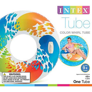 Intex Inflatable 47" Color Whirl Tube Swimming Pool Raft with Handles (4 Pack)