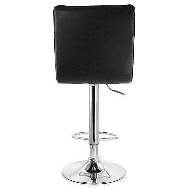 Elama 2 Piece Vintage Faux Leather Adjustable Bar Stool in Black with Chrome Base