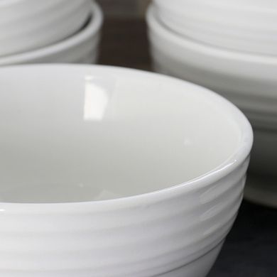 Gibson Everyday Plaza Cafe 8 Piece 6 Inch Stoneware Bowl Set in White