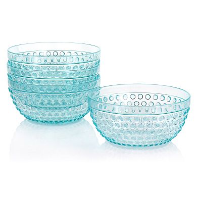 Gibson Home Plastic Bowl Set with Serving Bowl in Light Blue