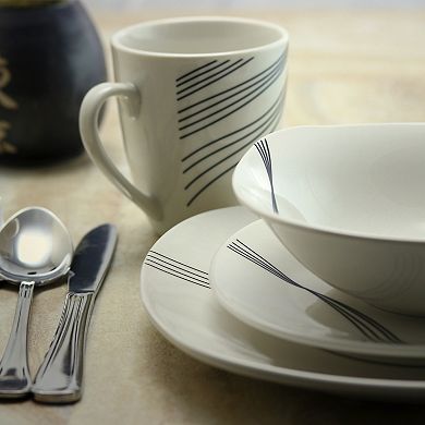 Gibson Everyday Curvation 16-Piece Soft Square Dinnerware Set in White