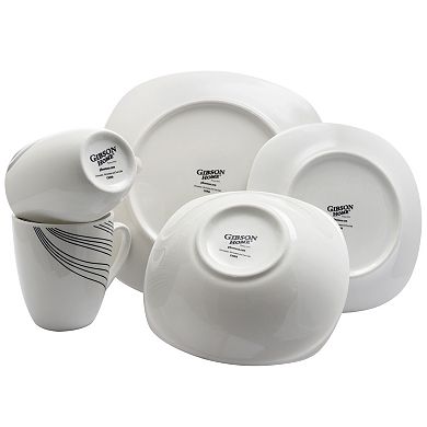 Gibson Everyday Curvation 16-Piece Soft Square Dinnerware Set in White