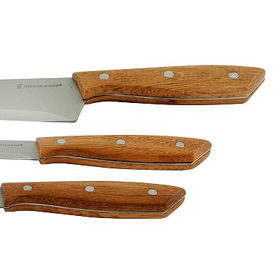 Gibson Everyday Seward 3 Piece Stainless Steel Cutlery Set with Wood Handles