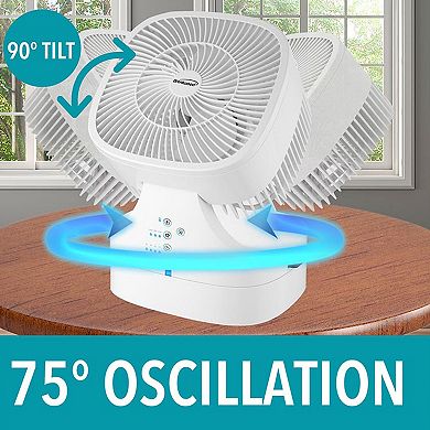 Brentwood 8 Inch Three Speed Oscillating Desktop Fan with Remote Control in White