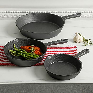 Gibson General Store Addlestone 3 Piece Pre-Seasoned Cast Iron Skillet Set