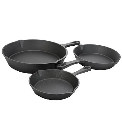 Gibson General Store Addlestone 3 Piece Pre-Seasoned Cast Iron Skillet Set